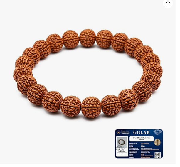 Vrindavan Treasures Certified 5 Mukhi Rudraksha Bracelet – Meditation • Energy • Protection
