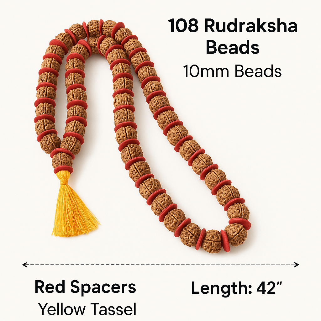 5 Mukhi Rudraksha Kantha Mala – 54+1 Beads
